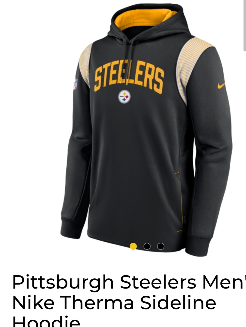 Nike Pittsburgh Steelers Mens Therma Sideline Hoodie NFL Football 3XL Black